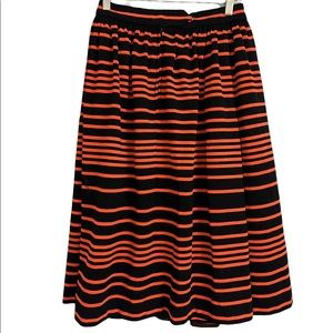 Vintage Lanvin striped Wool Orange & Black Aline skirt